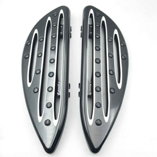 HTT Motorcycle Front Black CNC Deep Cut Driver Stretched Floorboards For Harley Davidson Touring