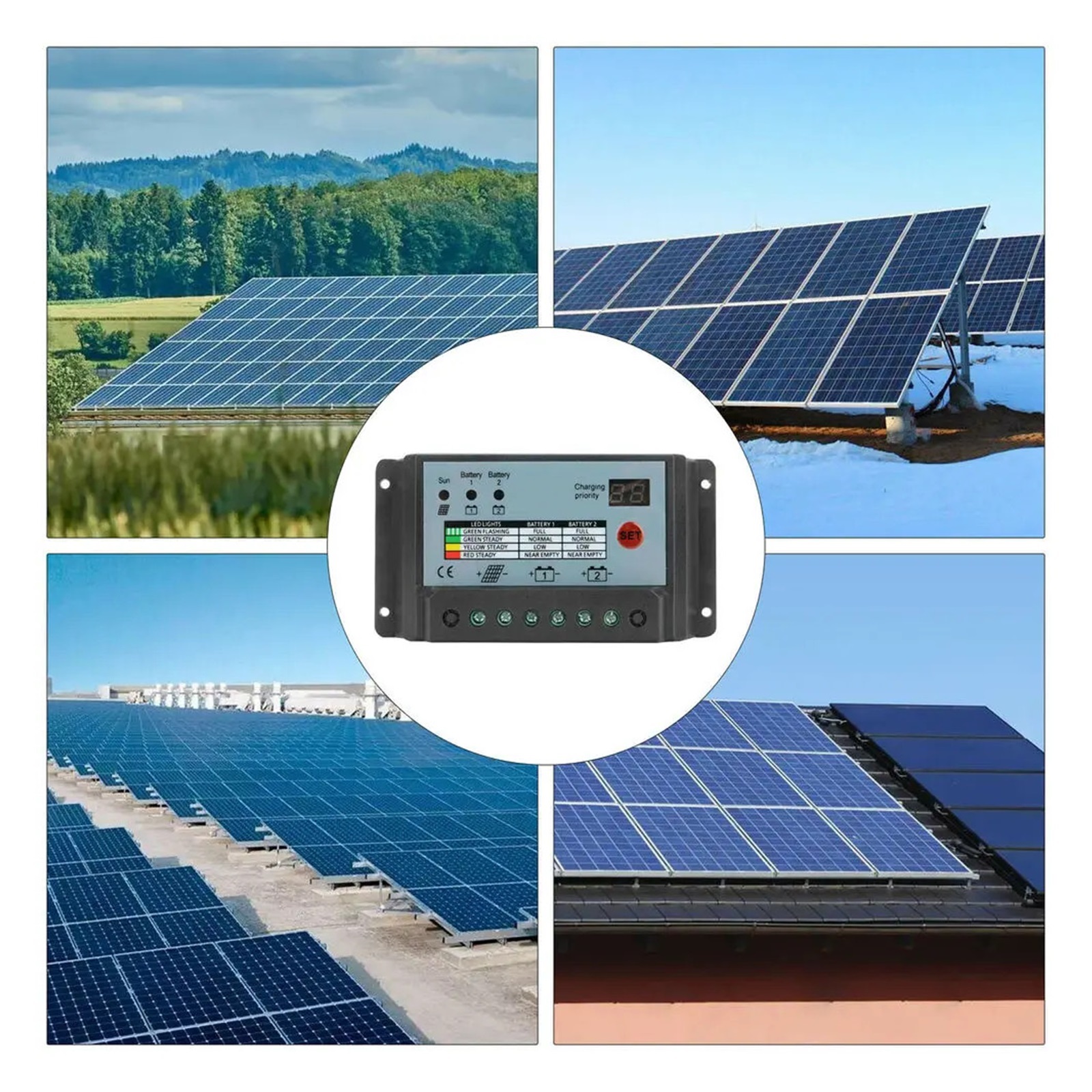 20a Solar Panel Dual Battery Regulator Mppt Charge Controller For 12v/24v Batteries With Lcd Displaying Running Status