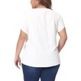 thumbnail image 3 of Agnes Orinda Women's Plus Size Blouses Notched V Neck Short Petal Sleeve Shirts Casual Tops 1X White, 3 of 6