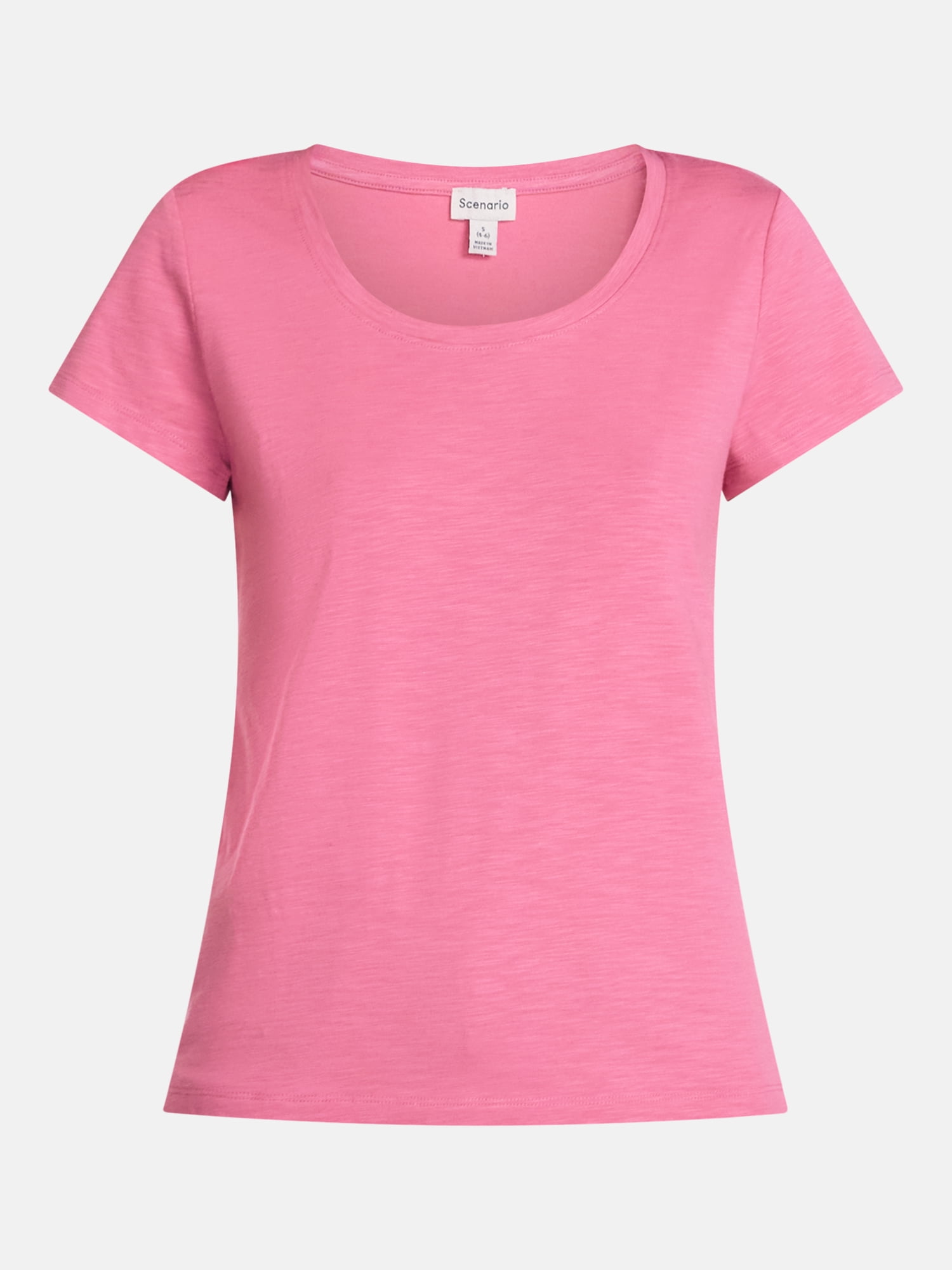 Scenario Women's Scoop Neck Tee with Cap Sleeves, Sizes XS-XXXL