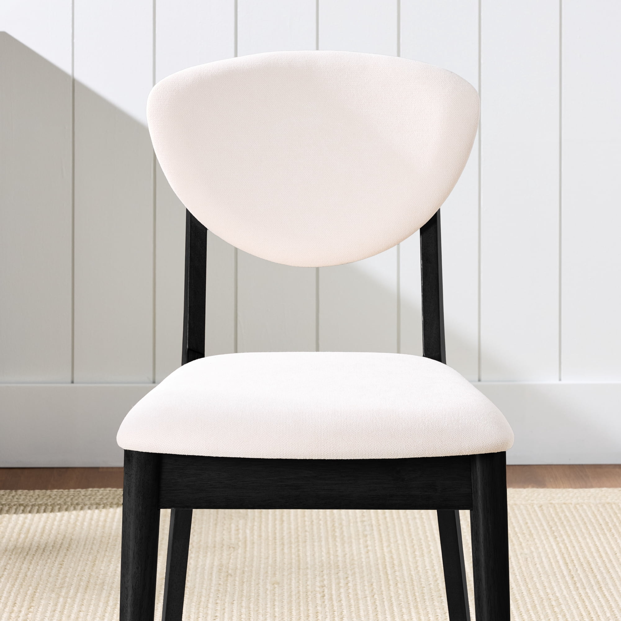 Best Choice Products 2-Piece Mid-Century Modern Wood & Upholstered Dining Chair Set - Black / Cream