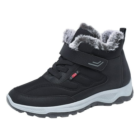 

Luiyenes Men s Shoes Winter Plush Thickened Couple Walking Shoes Hook Loop Fashion Snow Boots