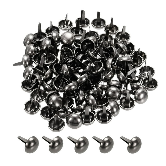 Unique Bargains 15x20mm Mini Brads Round Paper Fasteners for Art Crafting, Dark Grey 100pack