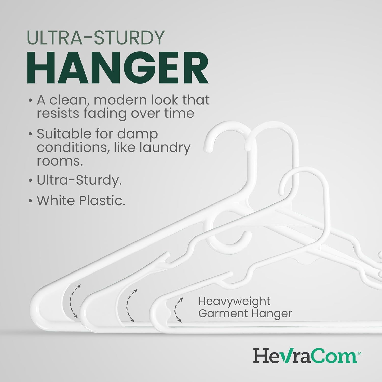 HevraCom 50-Pack Family Plastic Clothes Hangers White