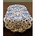 thumbnail image 2 of Doily Boutique Table Runner with Cutwork Gray and Silver Roses on Fabric Size 54 x 16 inches, 2 of 3