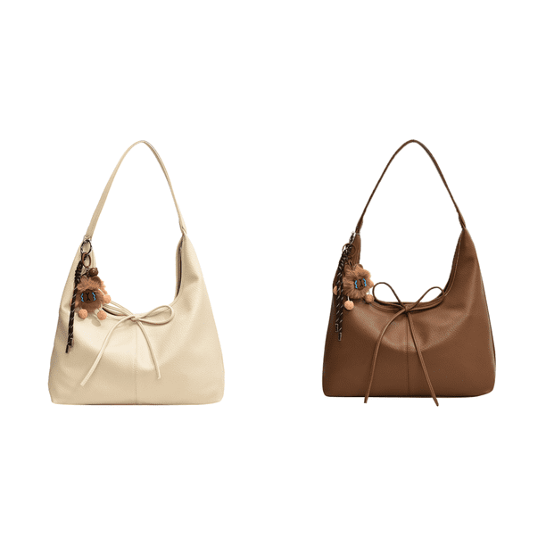 Bolso Hombro para Mujer Hobo Con Lazo Media Cuero PU Desplazamientos () Blanco