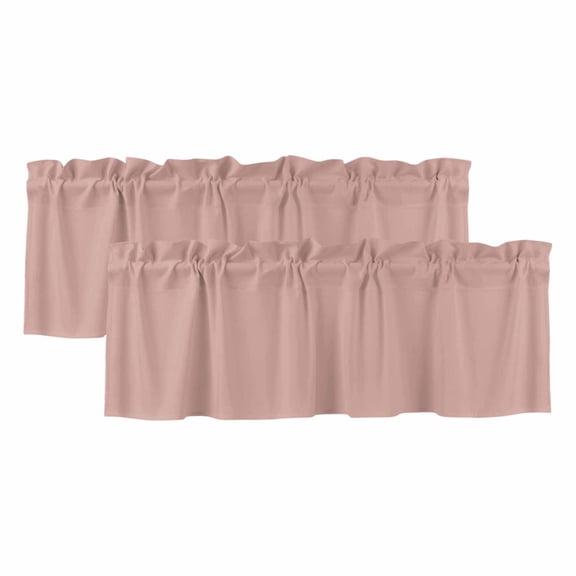 2 Pack Pink Pure Color Valances for Windows Bedroom Living Room Window Treatments, Aesthetics Contemporary Luxury Rod Pocket Valance Drapes Short Kitchen Curtains Over Sink 42"x18"