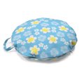 thumbnail image 1 of Luau Round Floor Cushion with Handle, Repetitive Freshening Flowers in Gentle Soft Tones, Decorative Pillow for Living Room & Dorms, 18" Round, Sky Blue Yellow, by Ambesonne, 1 of 4