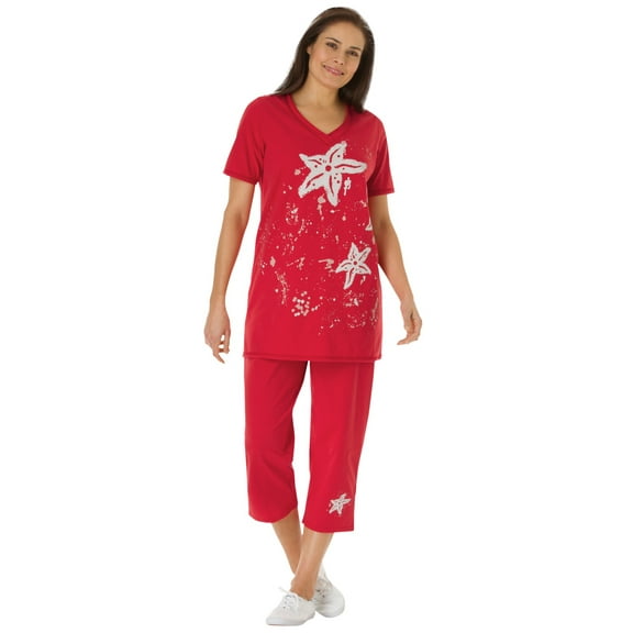 Woman Within Plus Size Starfish Tee And Capri Set