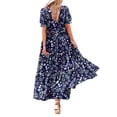 thumbnail image 4 of Ruyang Summer Casual Bohe Mian Floral Dresses For Women 2024 Puff Short Sleeve Long Maxi Dress With Pockets plus Size Dresses for Women, 4 of 6
