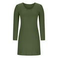 thumbnail image 6 of HWRETIE Loungewear Set,Women Pajama Dress Solid Color Plus Size Round Neck Long Sleeve Loose Comfortable Casual Mid Calf Nightgown Home Clothes Sleepwear Army Green （9XL）, 6 of 8