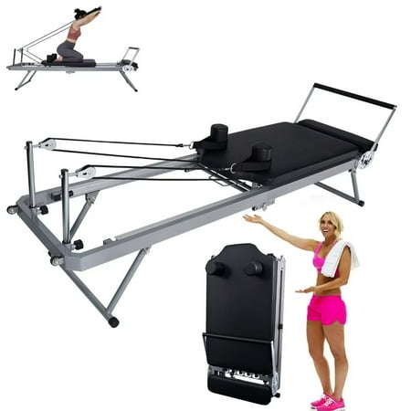 Docred Foldable Pilates Reformer Pilates Reformer Workout Machine with Spring for Home Gym