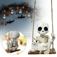 thumbnail image 2 of Halloween Swinging Ghost & Cat Figurine - 3.15 Inch Resin Sculpture Cute Skeleton Holding Cat Garden Statue,Adorable Ghost with Cat Prop, Halloween Garden Figurine Halloween Ornament(White), 2 of 9