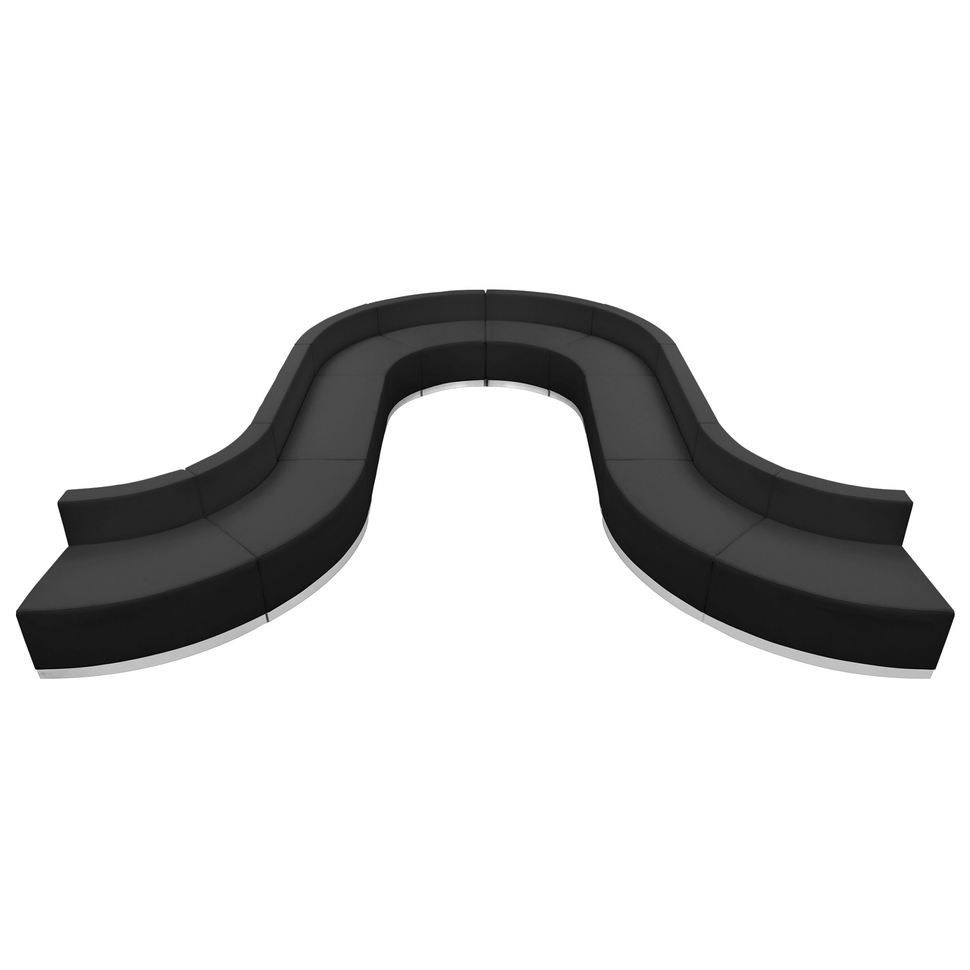 Set of 10 Alon Series Black Leather Reception Configuration Chair with