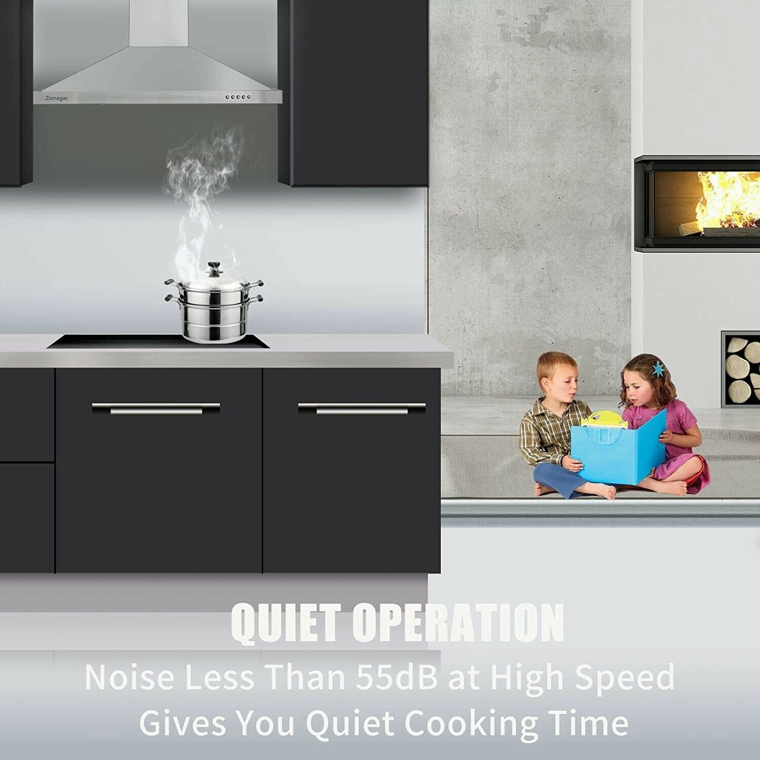 36 inch Range Hood Wall Mounted Vent Hood Stainless Steel Ducted/Ductless 3 Speed Exhaust Fan