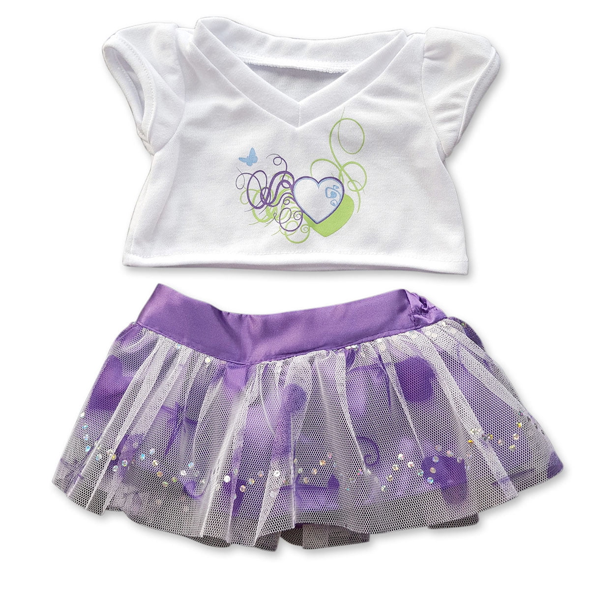 Purple & White Cheerleader Uniform Teddy Bear Clothes Fits Most 14-18 Build-A-Bear and Make Your Own Stuffed Animals