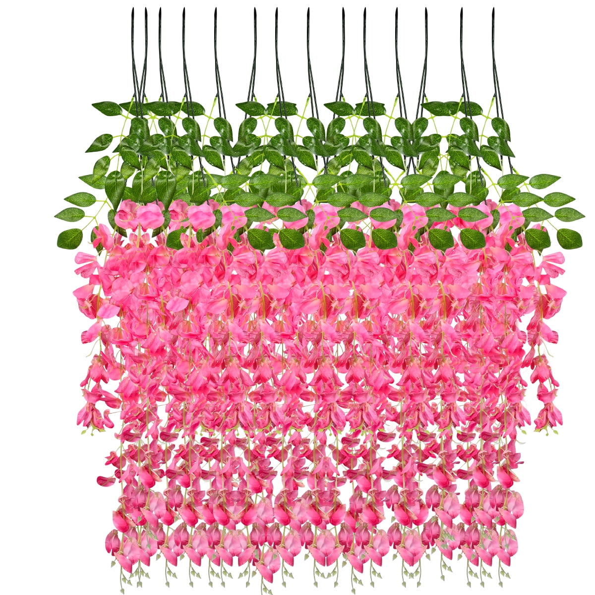 12pcs Artificial Silk Plants Simulation Wisteria Ivy Vine Green Leaf Props 90cm 