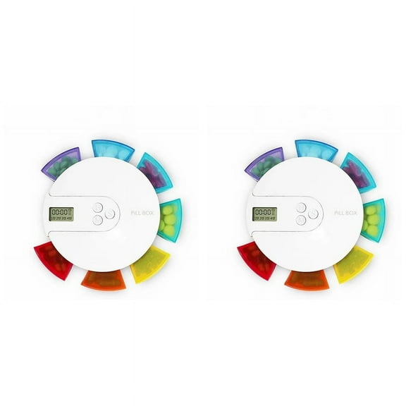 2X 7-Day Automatic Pill Dispenser Weekly Smart Timing Pill Reminder for with Alarm