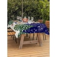thumbnail image 2 of Outdoor Tablecloth with Umbrella Hole and Zipper, Navy Blue Snowman Christmas Rectangle Table Cloth 54x80 Inch Waterproof Tablecloth, Xmas Tree Snowflake Abstract Picnic Table Cover for Patio Camping, 2 of 7
