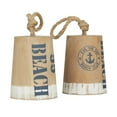 thumbnail image 6 of 6"W, 11"H Brown Wood Door Stopper Buoy Sculpture with Rope Accents, by DecMode (2 Count), 6 of 8