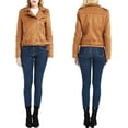 thumbnail image 2 of Women's Genuine Tan Suede Leather Jacket Motorcycle Biker Leather Jacket W258, 2 of 3