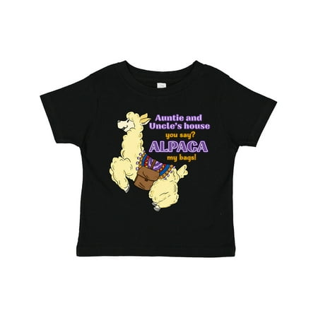 

Inktastic Cute Jumping Alpaca-Auntie and Uncle s You Say ALPACA My Bags! Gift Toddler Boy or Toddler Girl T-Shirt