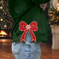 thumbnail image 5 of Chandails en Molleton de Noël pour Femmes avec Nœud Latéral Appliqué Chandail en Molleton Oversize Chandails en Molleton Col Rond Manches Longues Chandail Top Chandail en Molleton Sans Capuche pour Femmes, 5 of 5