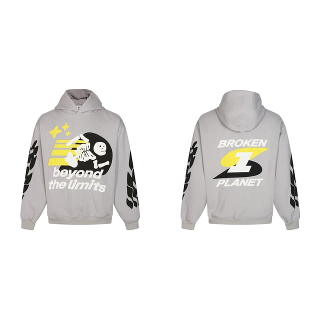 Sweat à Capuche Planète Cassé Tendance Américaine Imprimé Amusant de Rue plus Velours design Ample