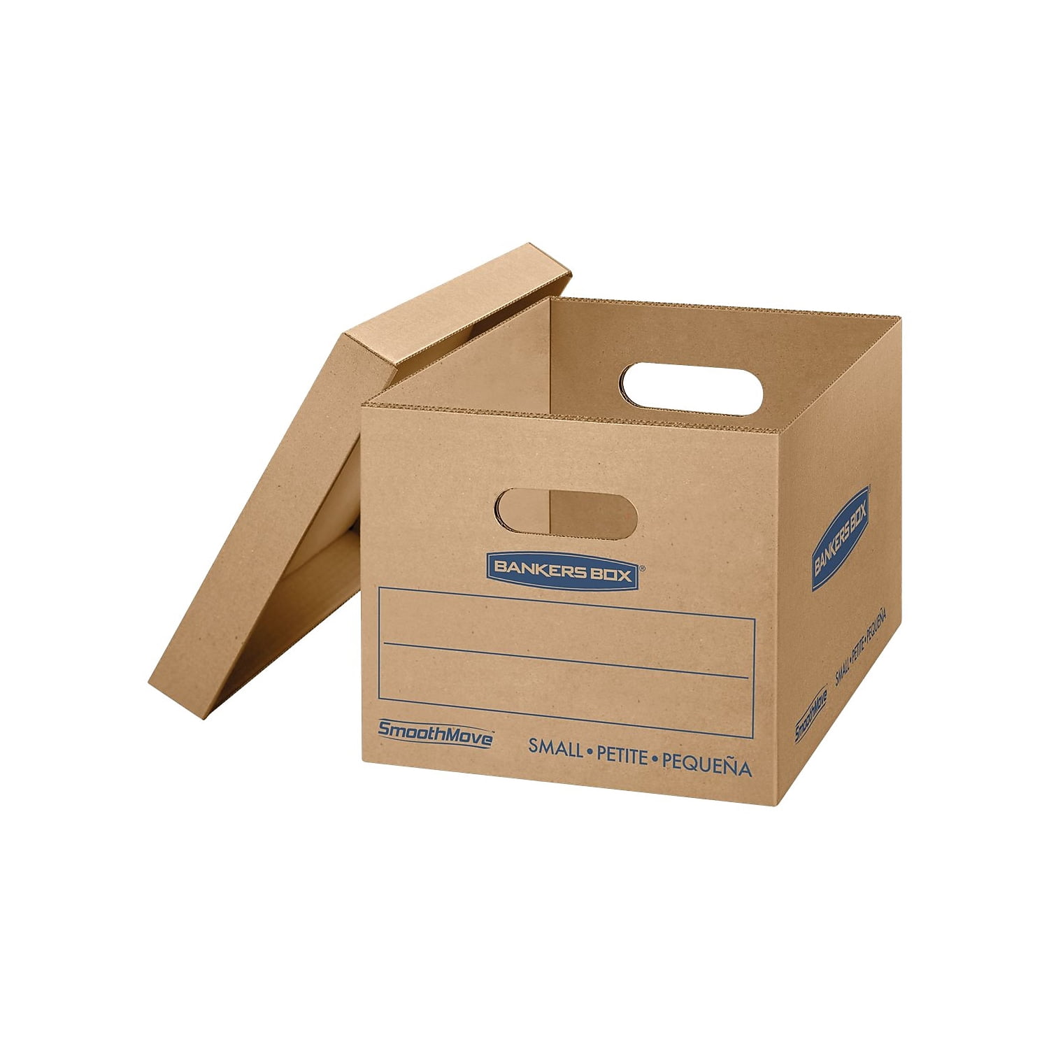 Bankers Box "7714203" Smoothmove Classic Small Moving Boxes, 15l X 12w X 10h, Kraft/blue, 10/carton