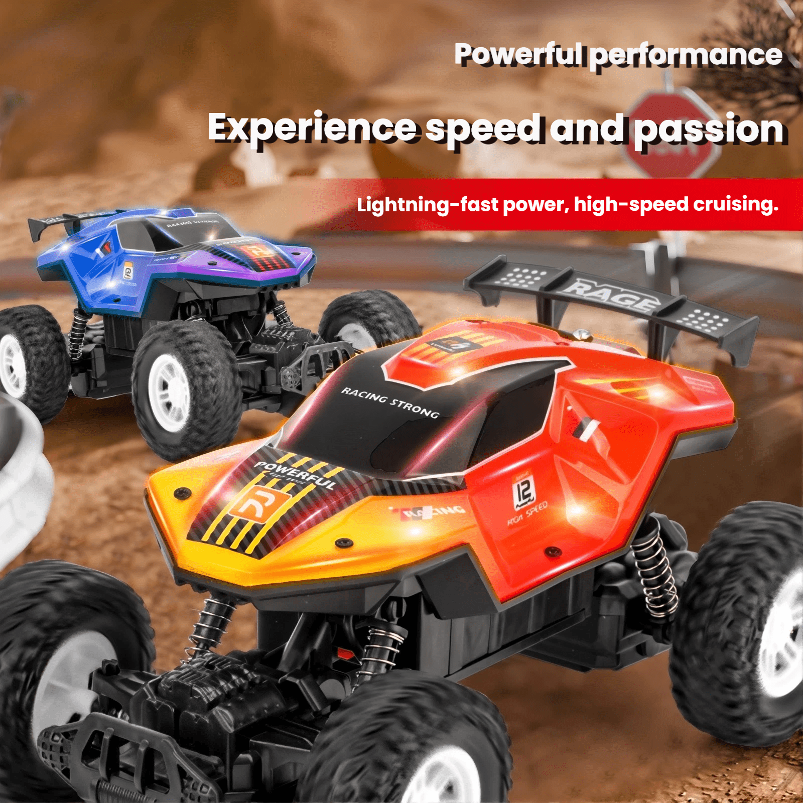 ZOGYMOZ Monster Truck Rc Cars, 2.4 GHz All-Terrain Remote Control Car, 20KM/H Off-Road Vehicle with 2 Battery