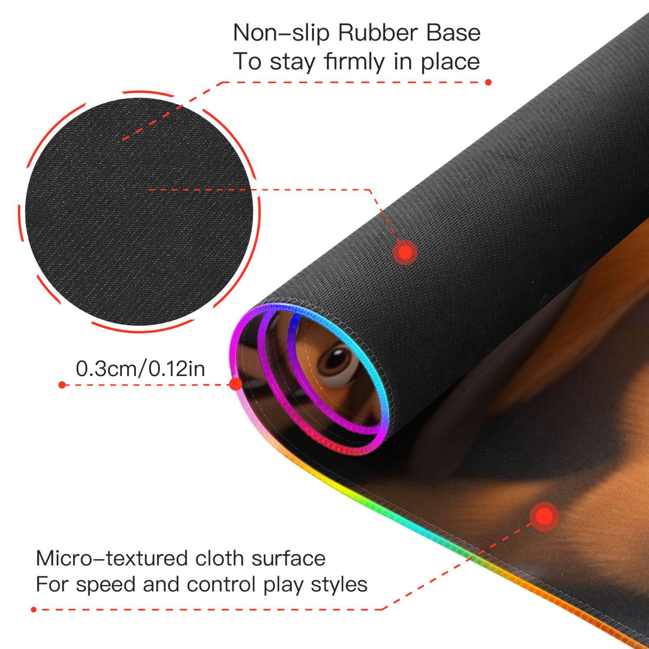 Cartoon Dachshund Wireless Charging RGB Gaming Mouse Pad Large Keyboard Mat Rubber Base 13 Light Modes