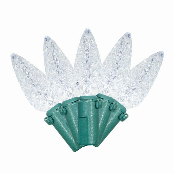 Holiday Time 70-Count Cool White Diamond-Cut LED C6 Christmas Lights, with Green Wire, 15.7'