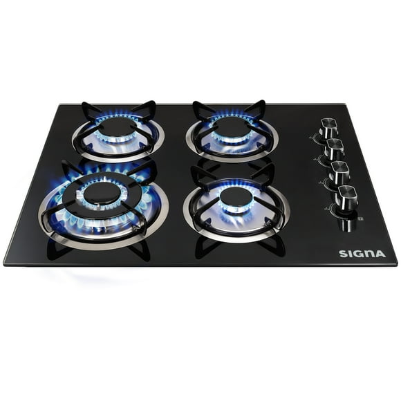 SIGNA Parrilla De Gas 4 Quemadores De Acero Inoxidable Estufa Compatible Con Gas LP Empotrable o De Sobreponer Encendido Electronico Parrilla Electrica De Estructura Metalica