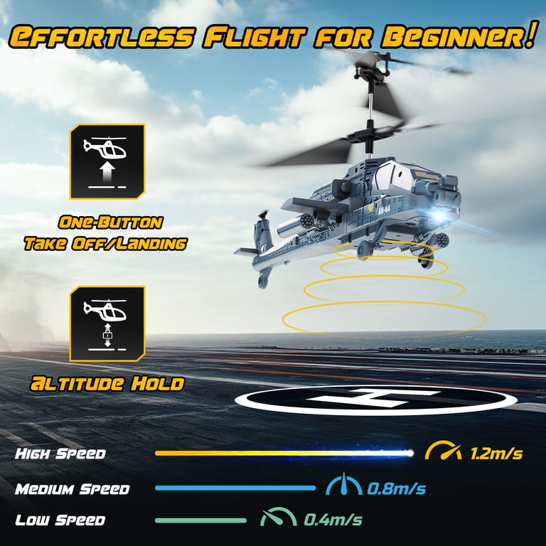 JoyStone RC Helicopter AH-64, 3 Speed Modes, Gray photo 2