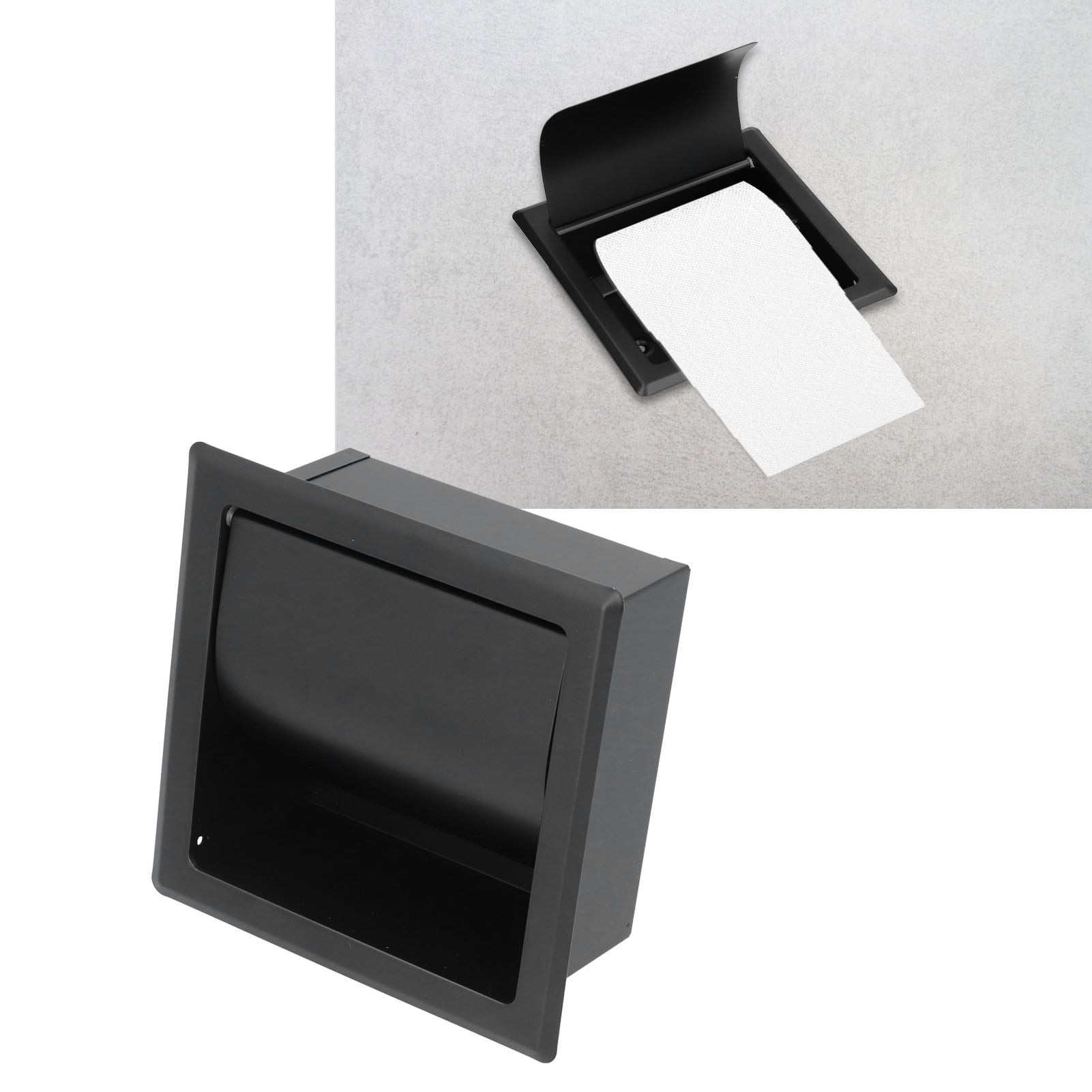BIMZUC Embedded Toilet Paper Holder 304 Stainless Steel Roll Paper Rack for Home Bathroom Black 6.3x6.3x5.1 inches / 16x16x13 cm