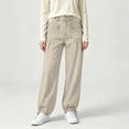 thumbnail image 4 of Miqool Cargo Jean Joggers for Women High Waisted Drawstring Elastic Waist Stretch Denim Pants with Pockets, 4 of 7