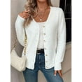 thumbnail image 4 of Sweaters for Women Fall Winter V Neck Button Down Cute Sweater Jacket Knit Tops White S, 4 of 8