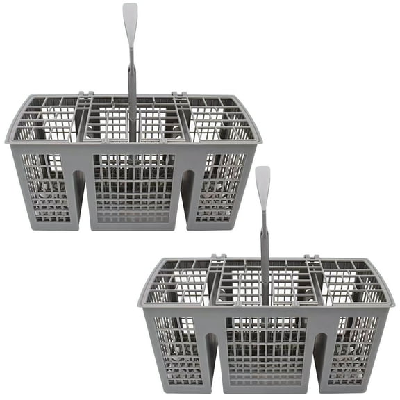 2 Pcs Dishwasher Knife and Fork Basket Replacement, 2 Pack Utensil Basket Compatible with Siemens Bosch, 3 Compartments with Handle, PP Plastic