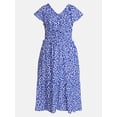thumbnail image 5 of Time and Tru Women's Tiered Midi Dress with Flutter Sleeves, Sizes XS-XXXL, 5 of 5
