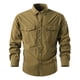 thumbnail image 1 of Blusa y camisa de manga larga con cuello vuelto para hombre, estilo casual, color liso, con bolsillos y botones, estilo cargo., 1 of 6