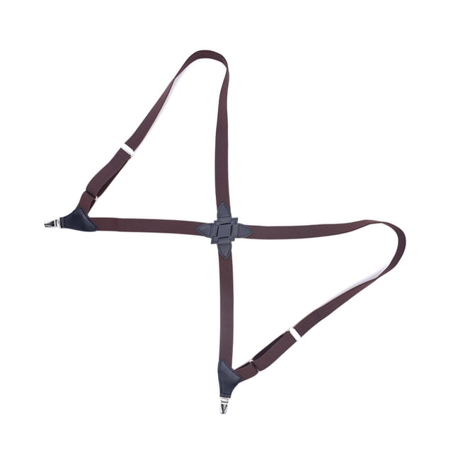 Sonducket Poliéster Hombres Mujeres Brace Easy Matching Universal Portable Elegante Color sólido Elástico Back Braces con 2 clips Accesorios de disfraces Café