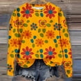 thumbnail image 2 of Felirenzacia Women's Daisy Printed Sweatshirts, Multicolor Floral Printed Pullover Top ,Orange,2XL, 2 of 6