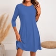 thumbnail image 6 of LISTHA Women's 3/4 Sleeve A-line and Flare Midi Long Dress Blue 2XL, 6 of 6