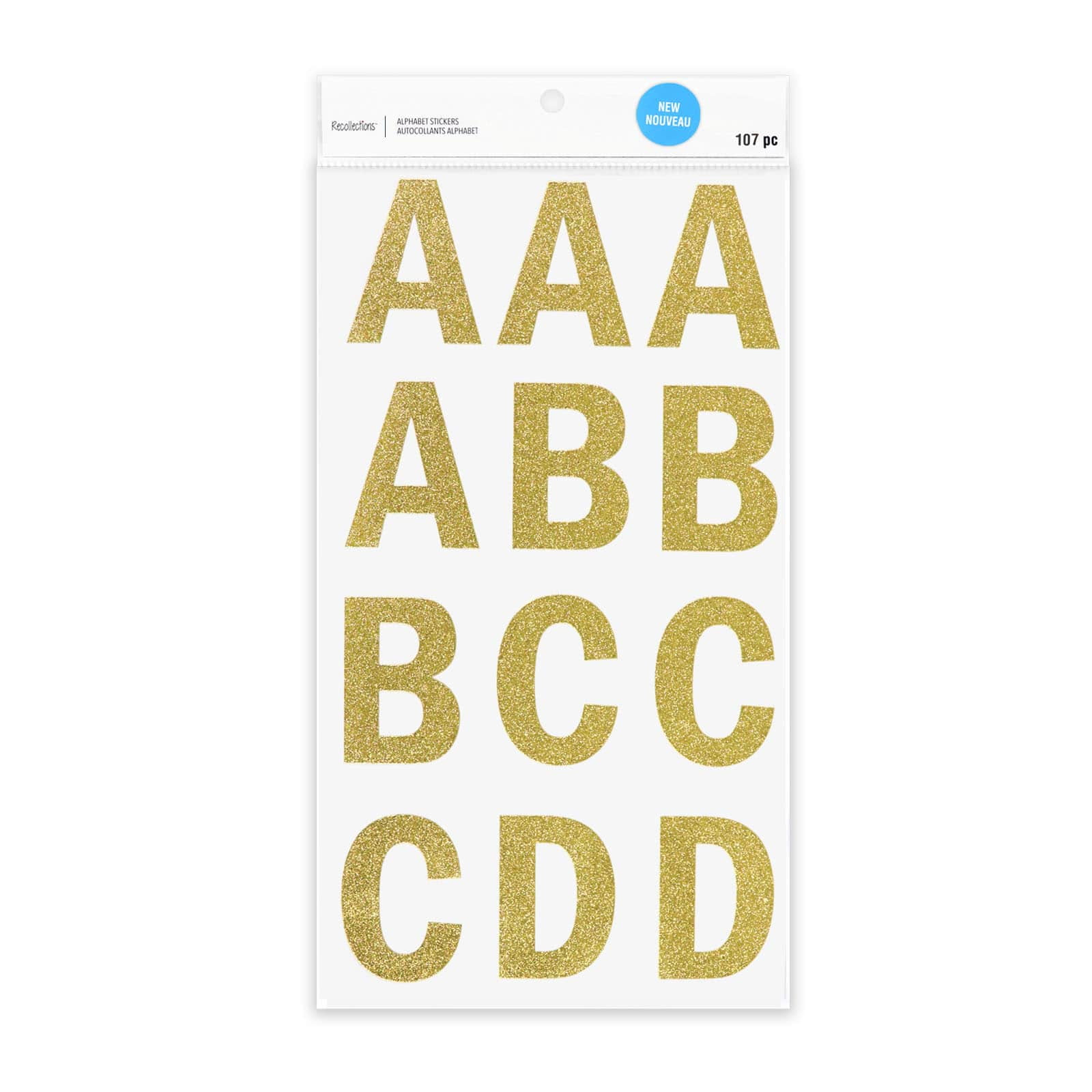 Recollections Gold Glitter Alphabet Stickers, 12 Pack