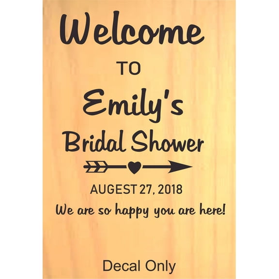 Bridal Shower Welcome Sign Signage Customized Wall Decal - Custom Vinyl Wall Art - Personalized Name - Baby Girls Boys Kids Bedroom Wall Decal Room Decor Wall Stickers Decoration Size (40x20 inch)