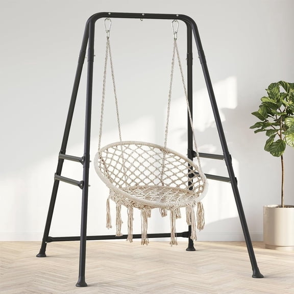Yacona Hammock Chair with Stand, Heavy Duty Outdoor Swings Sets for Adults, Portable Hanging Chair with Stand, for Porch Patio Yard Indoor