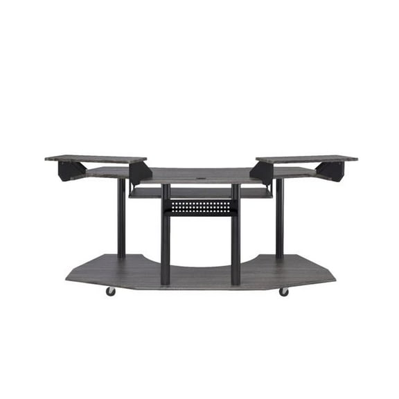 71 in. Unique Computer Desk, Black