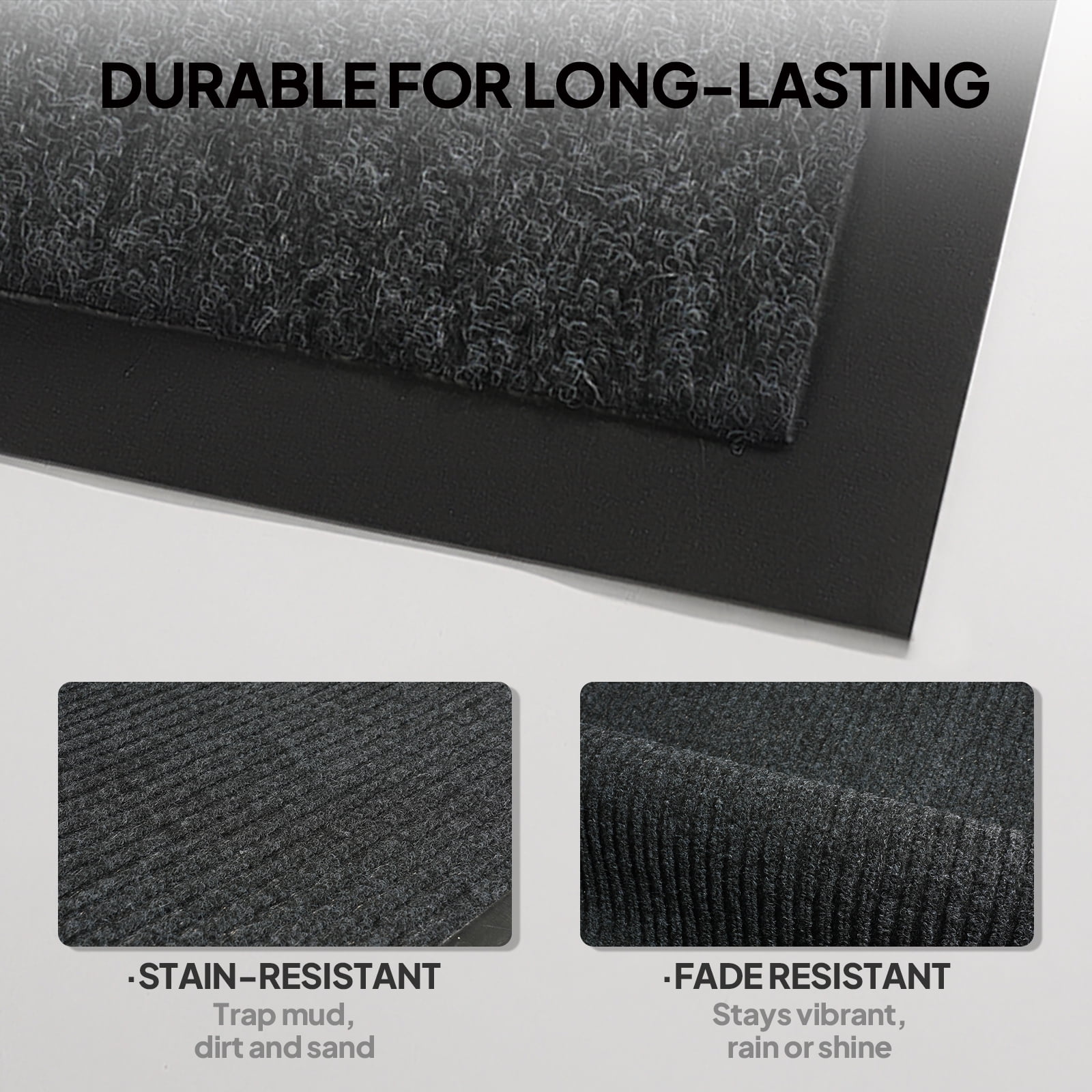 Extra-Long Dark Gray PVC Composite Entryway Mat, 90x150x0.7cm Commercial-Grade Non-Slip Mat, Heavy-Duty Dirt Trapping Mat for Storefronts Office Lobbies Airports Home Entrances