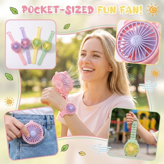 THOPBPRK Portable Mini Pocket Wrist Fan Battery Operated Cartoon Wearable Personal Fan for Outdoor Leisure Travel Summer Toy Gifts and Decorations Accessory, 1Pc Blue