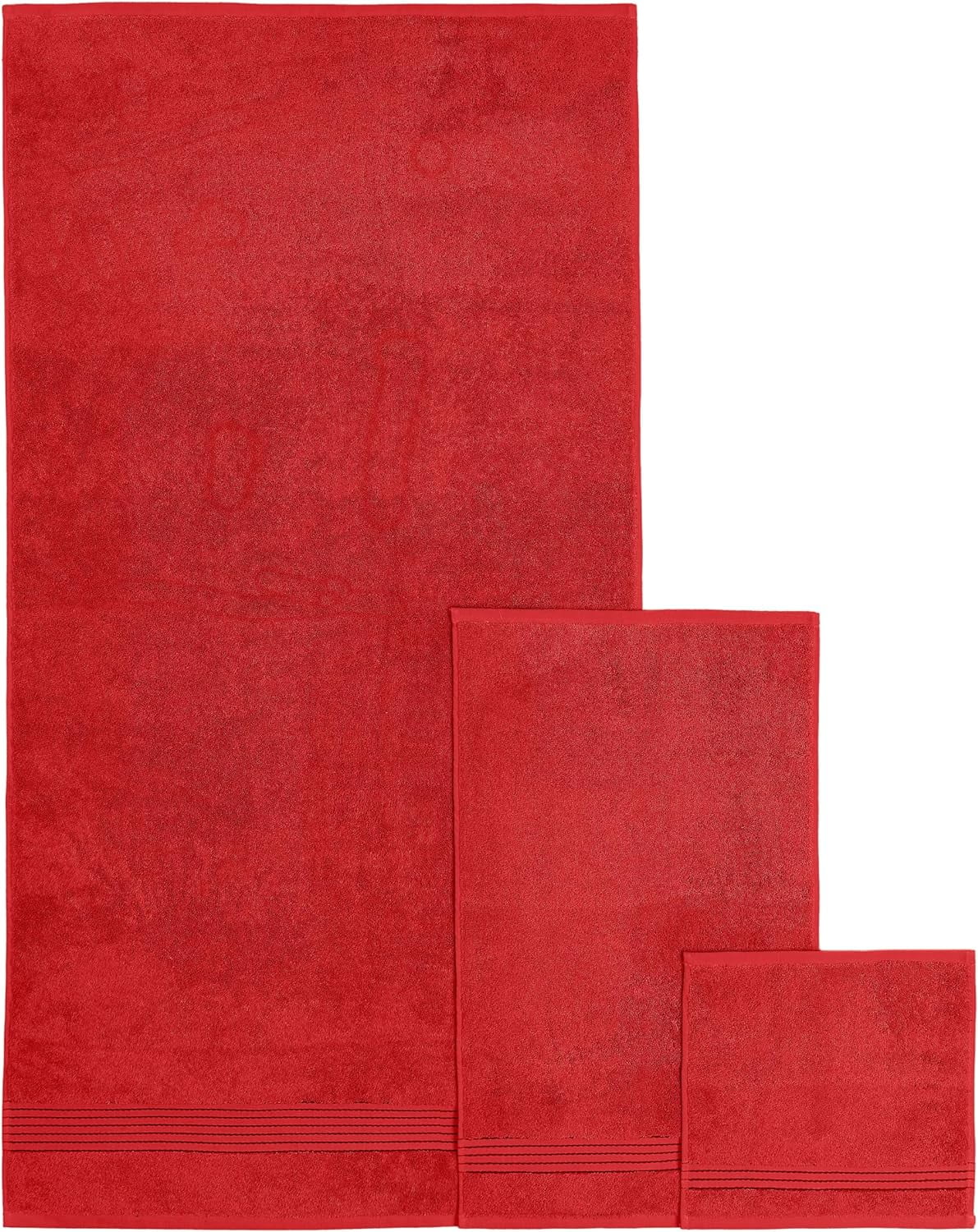 6 Piece Towel Set, 100% Turkish Cotton Soft Absorbent Towels for Bathroom, 2 Bath Towels 2 Hand Towels 2 Washcloths, Red
